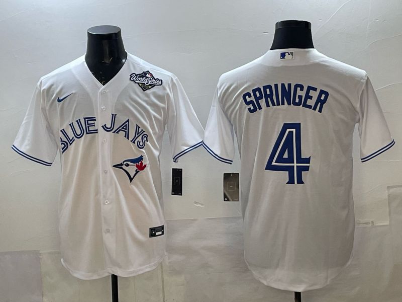 Men 2025 Toronto Blue Jays #4 Springer White Game Nike MLB Jersey style 05->toronto blue jays->MLB Jersey